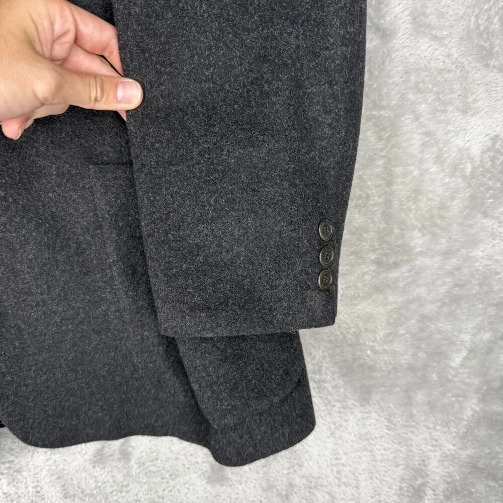 Vtg 90s J Crew Blazer Mens 40R Wool Cashmere Gray Oarsman Soft USA Made 3 Button